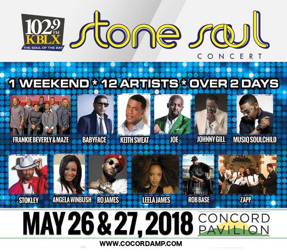KBLX Stone Soul Concert: Kenny Babyface Edmonds, Joe, Musiq Soulchild, Leela James, Ro James & Stokley at Concord Pavilion